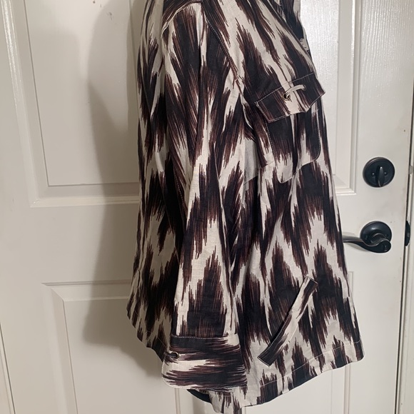 Chico's Ikat Linen Button Up Shirt Blazer
Jacket Boxy Brown Women's Plus… - Picture 8 of 13
